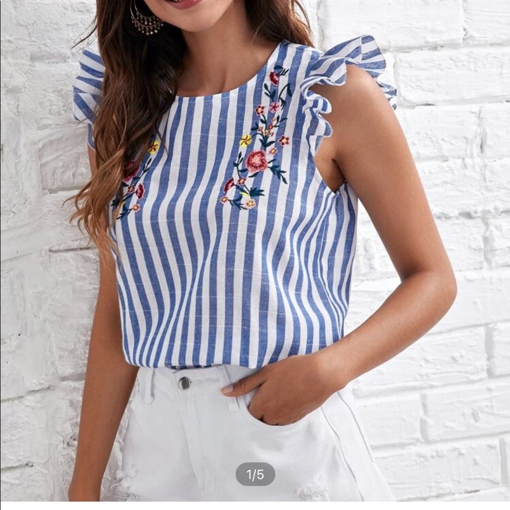 Striped floral top